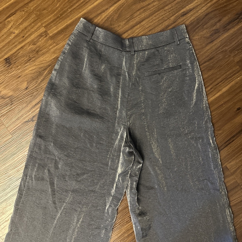Anthropologie Maeve Womens 14 Metallic Dark Gray Shimmer Pants NWT